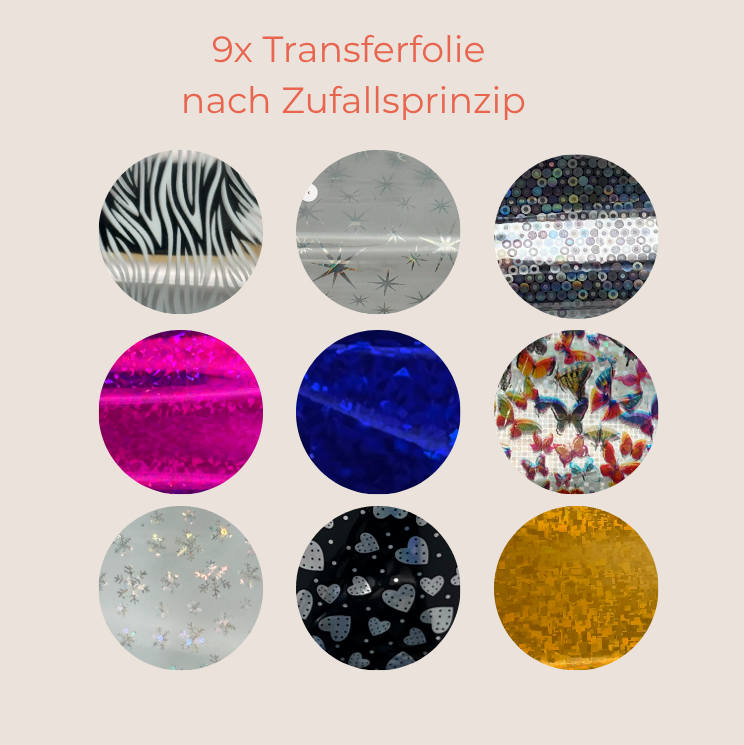 Nageltransferfolien 9x unterschiedliche Muster/Farben