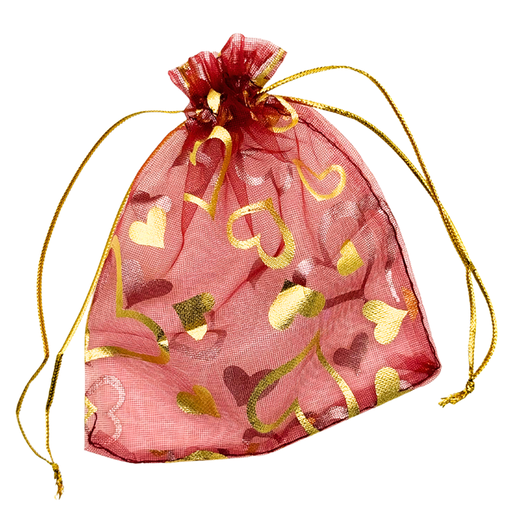 10 organza bags red transparent with gold empty 9 x 12 cm