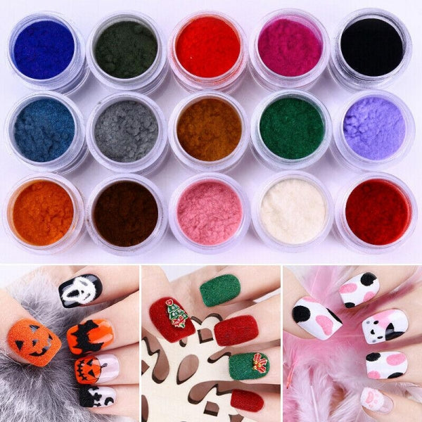 15 Döschen / Set Nr. 3 Velvet-Samt-Powder-Plüsch Nailart für die Nägel