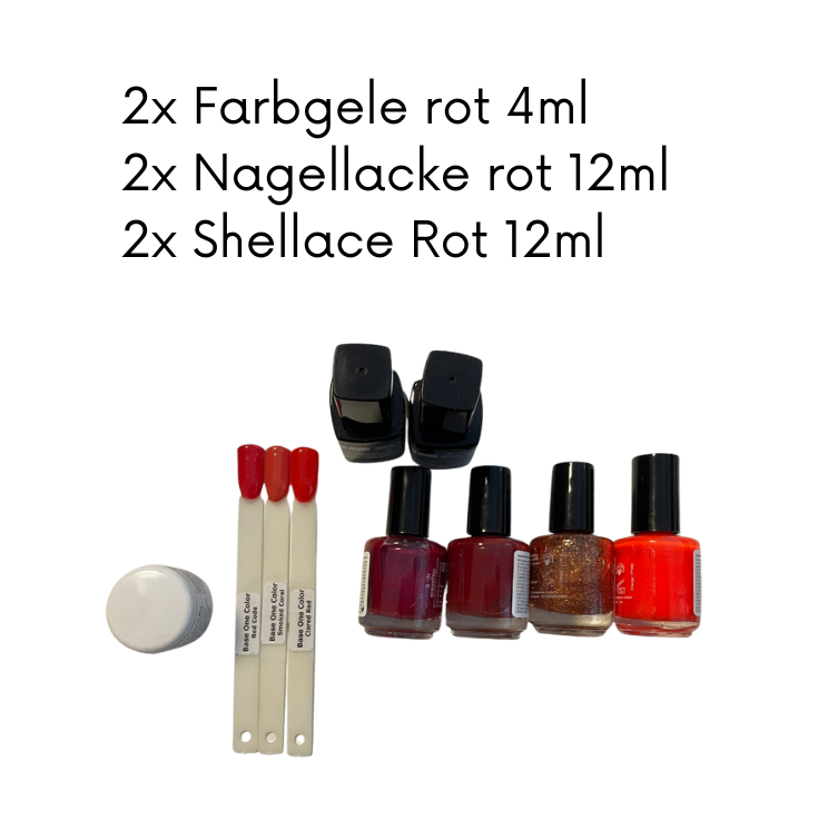 Farbgel 2x, Nagellack 2x, Shellac 2x Paket Rot