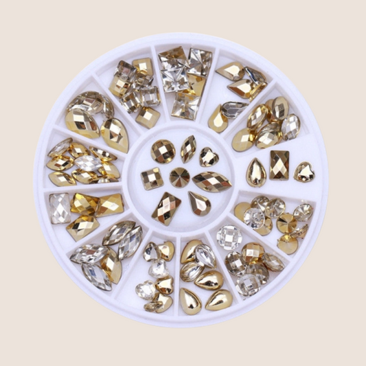 3D rhinestone rondelle gold, rhinestone crystal No. 18