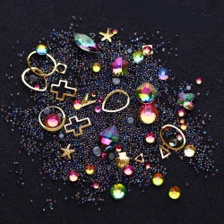 3 D Strass Nail Rhinestones rainbow No. 6 in 10 g acrylic box