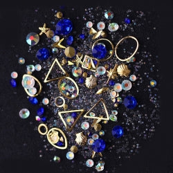 3 D Strass Nail Rhinestones royal blau Nr. 3  in Acrylbox