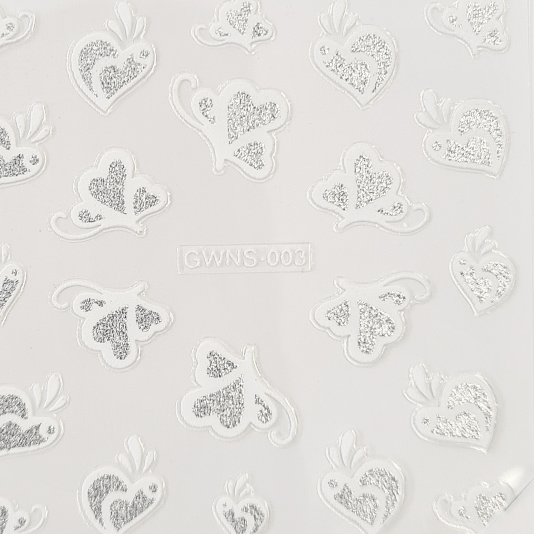 BNC 3D Sticker white glitter No. GWNS 003