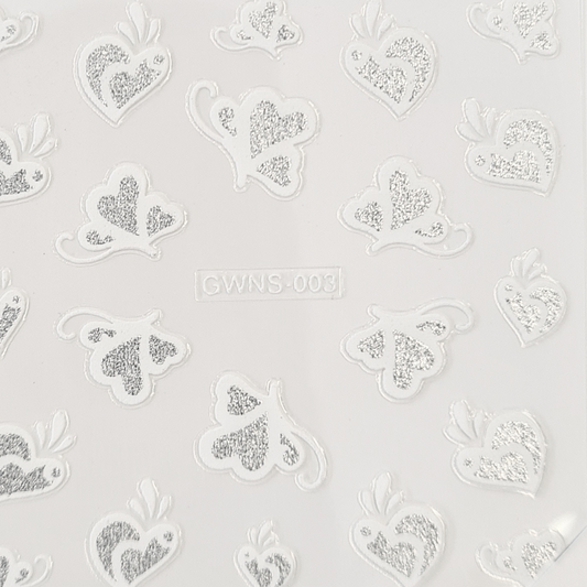 BNC 3D Sticker white glitter No. GWNS003