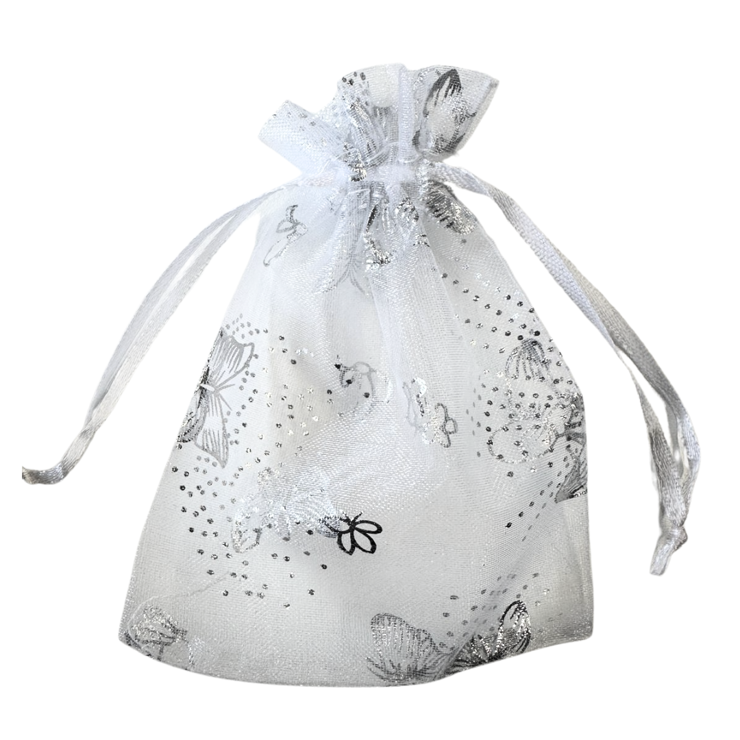 BNC Filled organza bag silver No. 5 with 10 ml nail oil and 1 sheet of Christmas stickers