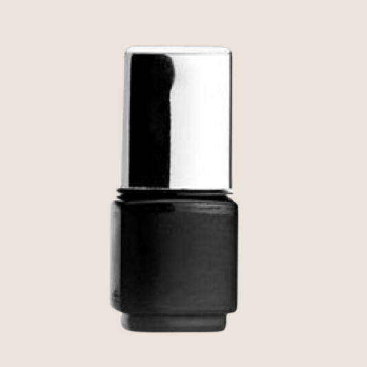 BNC nail polish bottle 10x10ml glass / black / empty, square with silver, shiny cap