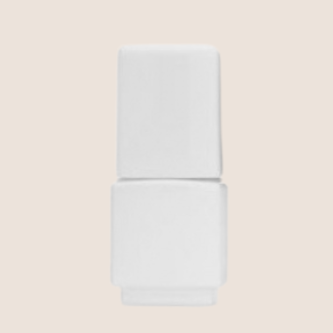 BNC nail polish bottle 10x10ml glass / white / empty, square with white, shiny cap