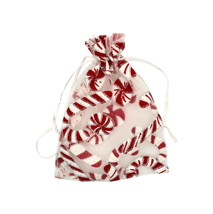 BNC Organza bag empty candy cane 10x