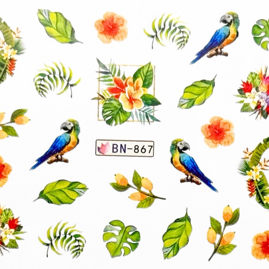 BNC parrot, flower stickers water-soluble NO. BN 867