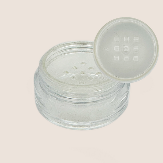 BNC transparent acrylic jar 10ml with lid and sieve for powder, pigments, glitter