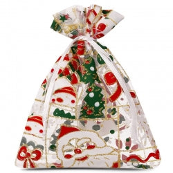 Filled organza bag Santa Claus / Snowman with 10 ml nail oil and 1 sheet of Christmas stickers