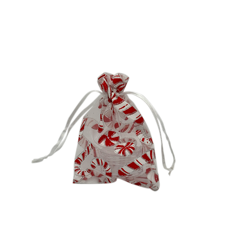 Filled organza bag CANDY CANE with 15 ml nail polish and 1 sheet of Christmas stickers