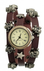 Armband  Totenkopf, Stern   Watch  Kaffeebraun  NR:  K800940