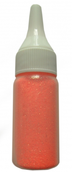 8g feines Glitter-Dust / Feenstaub neon orange in Fläschchen  mit Aufträgerverschluß